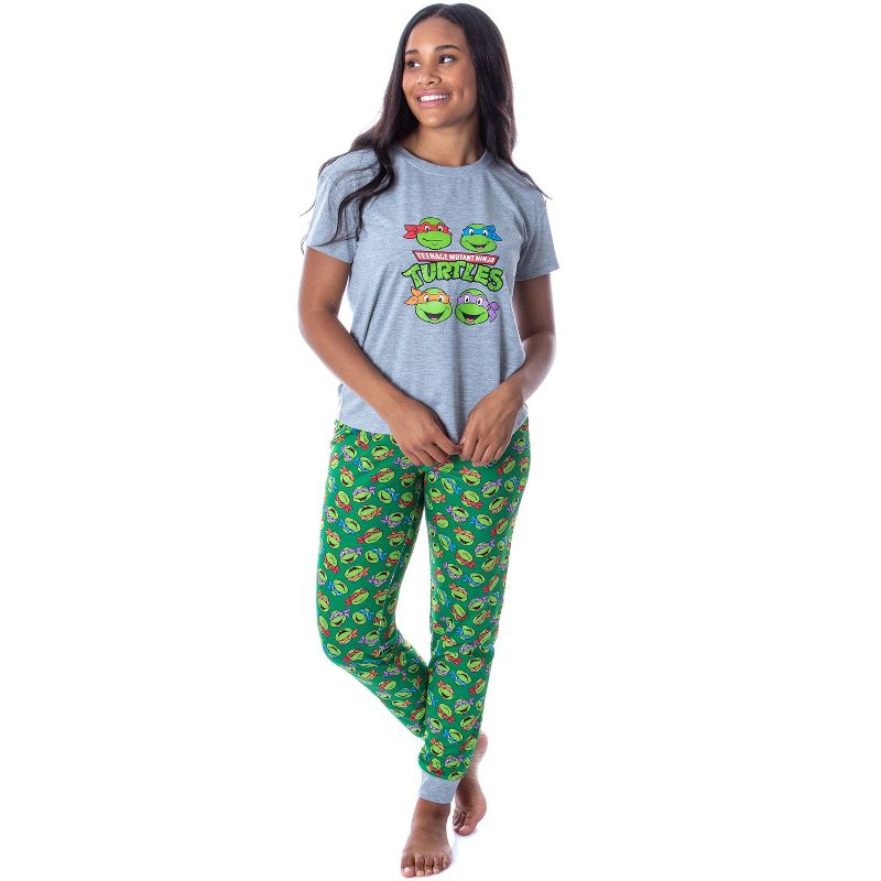 Nickelodeon Women's Teenage Mutant Ninja Turtles 2 Piece Pajama Set Jogger Multicolored, 1 of 5