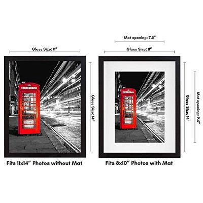 Black 11x14 Picture Frame with Shatter-Resistant Glass
