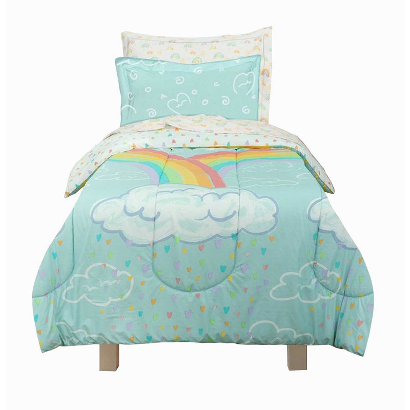 5pc Twin Rainbow Clouds Kids&#39; Bed in a Bag Blue - Kidz Mix, 3 of 7