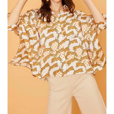 Women's Tiger Printed Woven Blouse - AnnieWear
