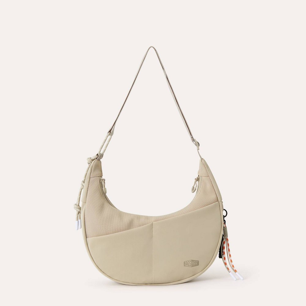 Photos - Women Bag Bagsmart Softside REIKI Hobo Bag Medium - Beige 