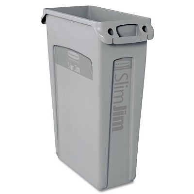 Rubbermaid Commercial Slim Jim Receptacle w/Venting Channels Rectangular Plastic 23gal Gray 354060GY