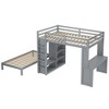 Sapphtopaz Wood Bunk Bed with Dismountable Lower Bed&Desk Versatile Bed Frame with Built-in Shelves&Wardrobe, Loft Bed for Teens - 2 of 4