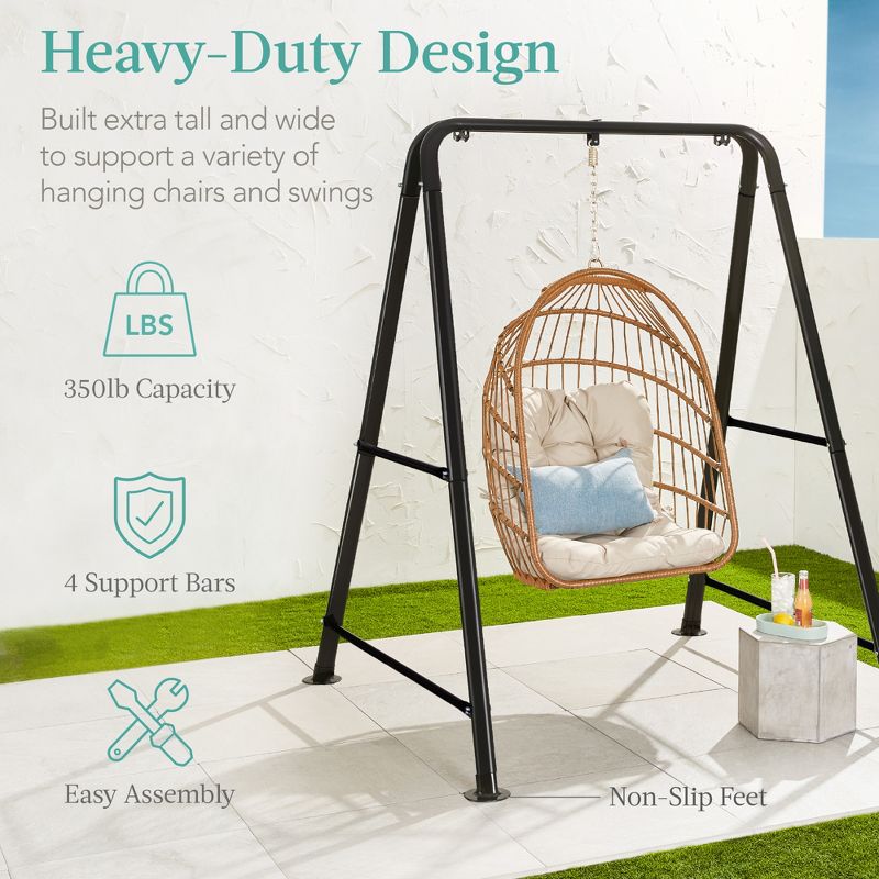 Best Choice Products Hammock Chair Stand, 75in Tall Heavy Duty Indoor Outdoor Steel Hanging Base w/ Hardware, 5 of 9