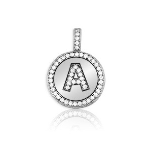 Bella Silver Sterling Silver Micro Pave Circle 18" Pendant Necklace - Available Colors: Silver, Gold - 1 of 2