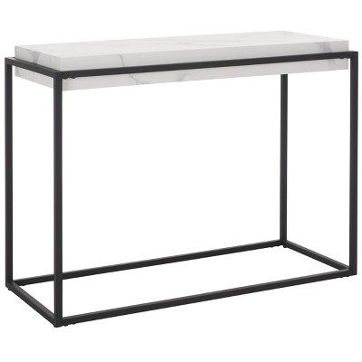Edgefield White Faux Marble and Black Metal Console Table
