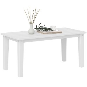 Outsunny HDPE Outdoor Coffee Table, Rectangle All-Weather Patio Coffee Table, Slatted Outdoor Patio Table for Garden, Balcony, Backyard - 1 of 4