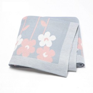 MyKids-USA Hot Selling: Spring/Summer New Arrival Knitted Beautiful Flower Soft Baby Blanket, Perfect For Newborn Boys And Girls - 1 of 2