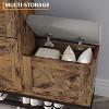 Shoe Cabinet with 2 Flip-Drawers & Storage Bench, Farmhouse Wood Freestanding Shoe Rack with 2 Hooks - 3 of 4