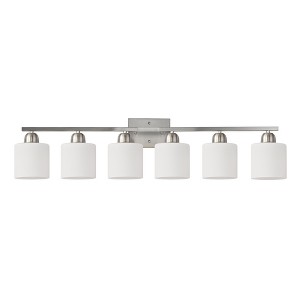 Maliang Silver Modern Vanity Light Over Mirror, Wall Sconces with Milky White Frosted Glass Shades, (Bulbs Not Included) - 1 of 4