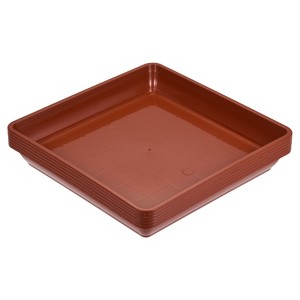 Unique Bargains Indoor Outdoor Plastic Square Flower Drip Trays Plant Pot Saucers 6 Pcs - 1 of 4