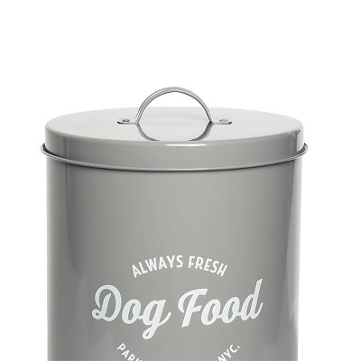Gray Metal Airtight Dog Food Storage Canister