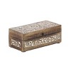 Set of 3 Mango Wood Carved Floral Boxes - Olivia & May: Coastal Style with Lids, Indoor Use, Non-Slip Base - 3 of 4