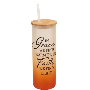 Elanze Designs In Grace Find Warmth In Faith Find Light Wrap-Around Design 25 Ounce Frosted Gradient Glass On-The-Go Coffee Travel Skinny Tumbler Mug - 1 of 1