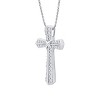 GILDED 1/2 Carat Total Weight Natural Round-Cut Diamond Cross Pendant Necklace in Sterling Silver, 18-inch Chain - 2 of 4