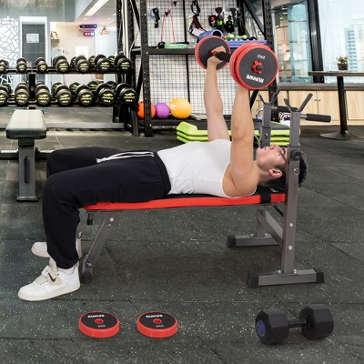 FURNIinspire Weight Benches Adjustable Weight Bench For Full Body Strength Training, Ideal For Home Gym Workout, Black And Red, 46.6"*22"*41.7"
