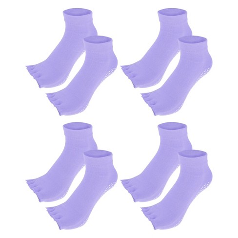 Unique Bargains Non Slip Half Finger Toe Socks 4 Pair Light Purple