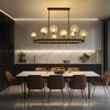 PAKOKULA 10 light Black Rustic Linear lsland Chandelier with Clear Bubble Glass Shade - 2 of 4