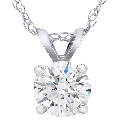 Pompeii3 Certified 1Ct Diamond Solitaire Pendant 14k White Gold 18" Necklace Lab Created