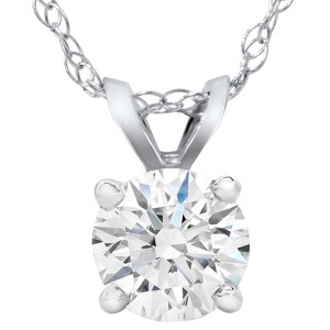 Pompeii3 1 1/4ct Lab Created Diamond Round Solitaire Pendant 14K White Gold - 1 of 3