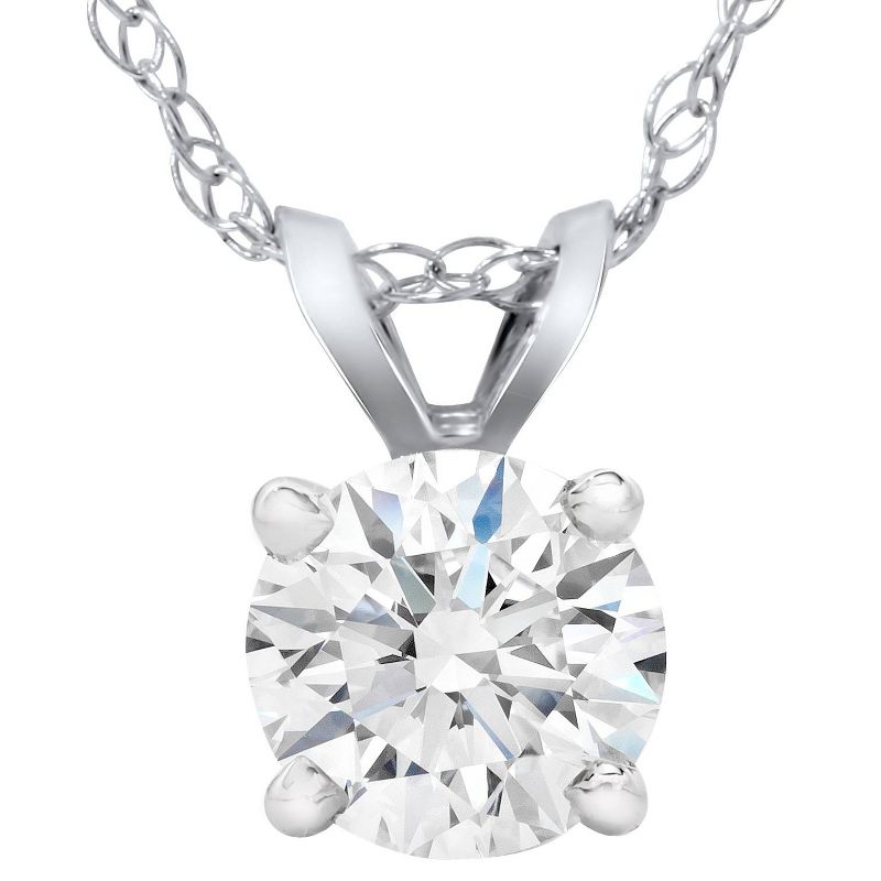 Pompeii3 Certified 1Ct Diamond Solitaire Pendant 14k White Gold 18" Necklace Lab Created, 1 of 4