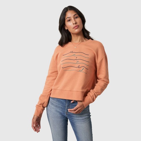 United By Blue Women's Organic Wave Graphic Pullover Sweatshirt - Peach XS