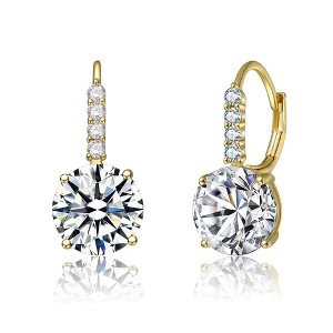 Sophisticated Basket-Set Drop Earrings Adorned with Vibrant Colored Cubic Zirconia for a Glamorous and Elegant Touch - 1 of 3