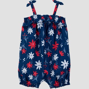 Carter's Just One You® Baby Girls' Floral Romper - Red/White/Blue - 1 of 3