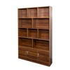 TOAOTBNBO 10 Cube Bookcase with Storage Cabinet, Wood Bookeshlves with 3 Doors Tall Floor Standing Book Shelf for Living Room, Dark Brown - 2 of 4