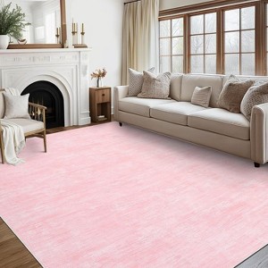 Modern Abstract Washable Rug - Thin Foldable Non-Slip TPR Backing Soft Low Pile Non-Shedding Carpet for Living Room Bedroom Minimalist Floor Mat - 1 of 4