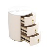Sapphtopaz Round Night Stand with 3 Drawers Upholstered Bedside Table with Metal Handles, Marbling Stickers Top Nightstand for Bedroom - 2 of 4