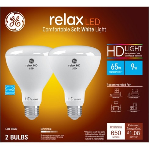 Ge 2pk 65w Relax Led Br30 Indoor Floodlight Bulbs Soft White : Target