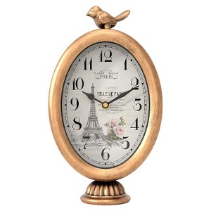 Aoibox Vintage Table Clock with Bird, French Paris Style, Antique Gold Metal Mantel Clock for Living Room, Farmhouse, Bedroom, Bedside, Gift - 1 of 4