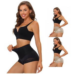 Allegra K Women's High Waisted Tummy Control Bottom Lifting Lace Control Panties 3 Packs - 1 of 4