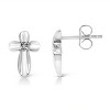 Haus of Brilliance Silver Prong Set Diamond Accent Floral Cross Stud Earring - 4 of 4