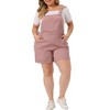 Agnes Orinda Women's Plus Size Adjustable Strap Pocket Roll Hem Denim Overall Jean Shorts - 2 of 4