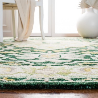 Aspen Green and Ivory Floral Wool 8' x 10' Area Rug