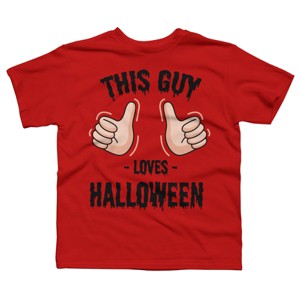 Boy's Design By Humans This Guy Loves Halloween By MultimediaOne T-Shirt - 1 of 3