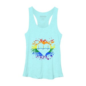 Adult Design By Humans Pride Heartbeat EKG Splatter By LegatoTendo Racerback Tank Top - 1 of 2