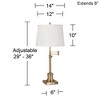 360 Lighting Swing Arm Desk Table Lamp 36" Tall Antique Brass Beige Fabric Drum Shade for Living Room Bedroom Bedside Office Family - 4 of 4