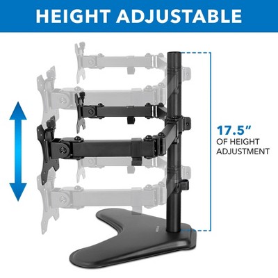 Black Dual Monitor Desk Stand with Adjustable Arms