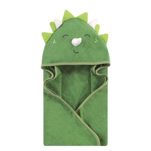 Hudson Baby Infant Boy Cotton Animal Face Hooded Towel, Dinosaur, One Size - 1 of 2