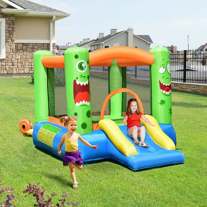Costway Inflatable Bounce House Jumper Castle Kids Playhouse w/ Basketball Hoop & Slide, 3 of 11