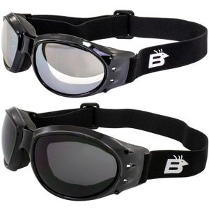 2 Pairs of Birdz Eyewear Eagle Safety Motorcycle Goggles with Clear Mirror, Smoke Lenses - 1 of 4