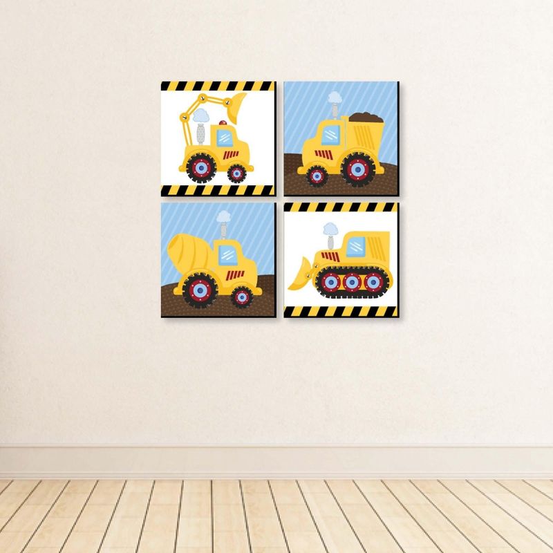 Big Dot of Happiness Construction Truck - Kids Room, Nursery Decor and Home Decor - 11 x 11 inches Nursery Wall Art - Set of 4 Prints for baby's room, 4 of 8