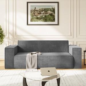 Mjkone Velvet Fabric Loveseat Sofa with Legless Design&Widened Armrest,Upholstered 2-Seater Couch for Living Room - 1 of 4