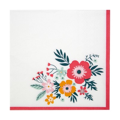 13" 20pk Eco Party Printed Floral Disposable Napkins