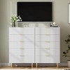 5 Drawer Fluted Wood Dresser for Bedroom, 29.5" Wide Large Modern Chest of Drawers, White Dresser with Gold Handle, TV Stand - 4 of 4