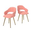 VECELO Velvet Dining Chairs Set of 2/4, Upholstered Kitchen Chairs with Cushion, Padded Backrest & Metal Legs, Pink/White - 2 of 4