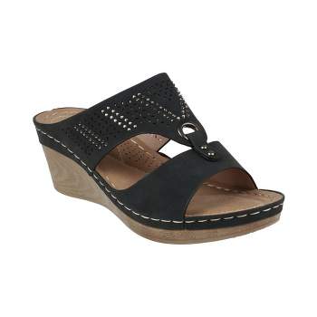 GC Shoes Marbella Embellished Comfort Slide Wedge Sandals